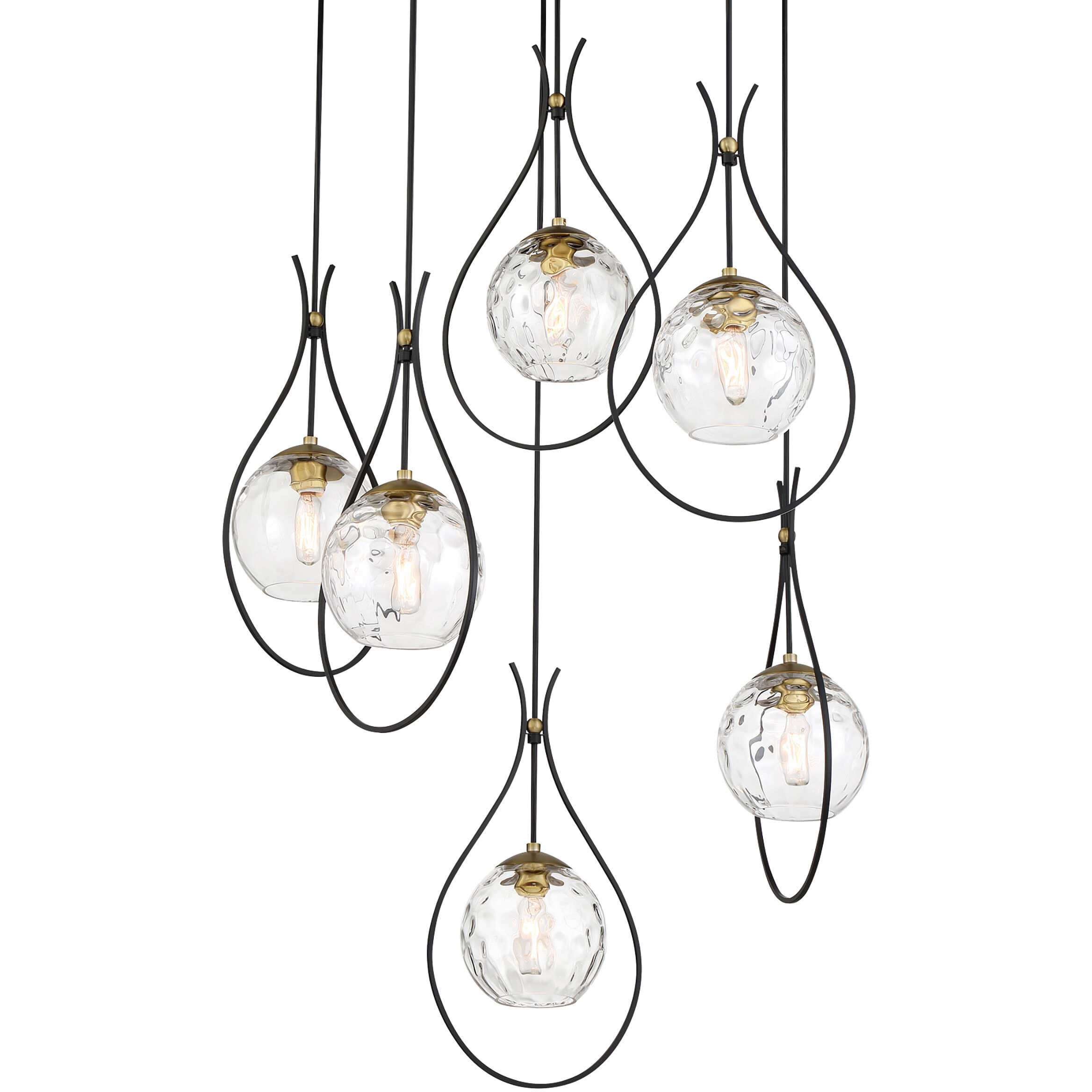 Cody 6 Light Coal/Soft Brass Pan Pendant Ceiling Light